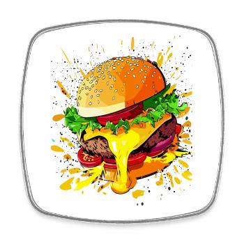 Extra Käse Burger Cheeseburger - Viereckiger Kühlschrankmagnet - Weiß - Vorne