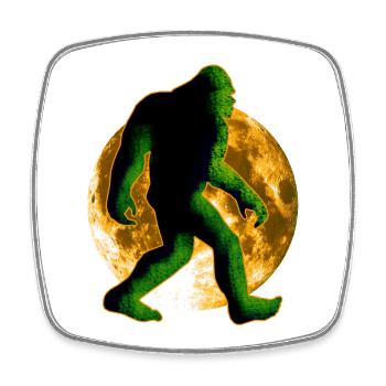 Bigfoot Sasquatch und Mond - Viereckiger Kühlschrankmagnet - Weiß - Vorne