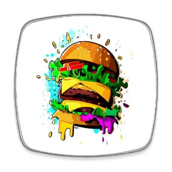 Graffiti Burger Colorful Cheeseburger - Square fridge magnet - white - Front