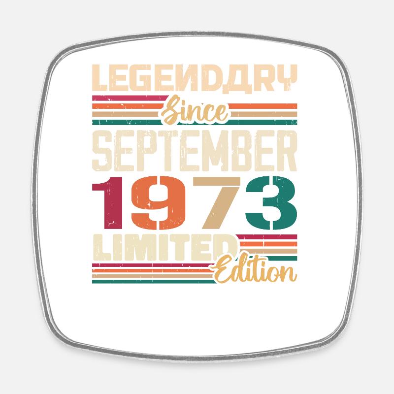 September 1973 Jubilee 1973 September Gift - Square fridge magnet - white