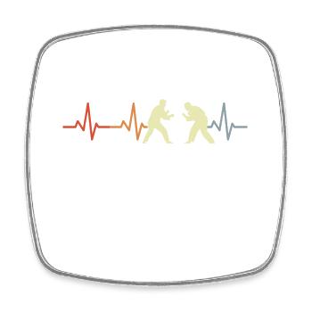 Vintage judoka heartbeat - Square fridge magnet - white - Front