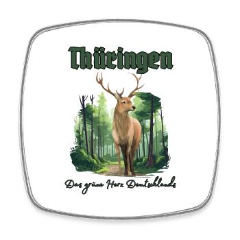 Thüringen - Das grünes Herz Deutschlands-Hirsch - Viereckiger Kühlschrankmagnet - Weiß - Vorne