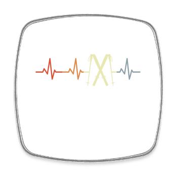 Skieur ECG Heartline - Magnet carré - blanc - Devant