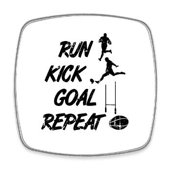 Run Kick Goal Replay - Square fridge magnet - white - Front