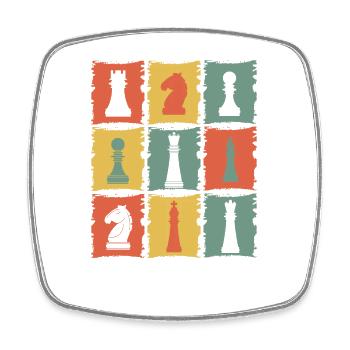 Chess Pieces Retro - Square fridge magnet - white - Front