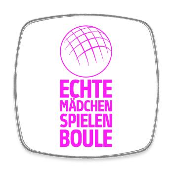 Echte Mädchen spielen Boule Bouler Boccia Spiel - Viereckiger Kühlschrankmagnet - Weiß - Vorne
