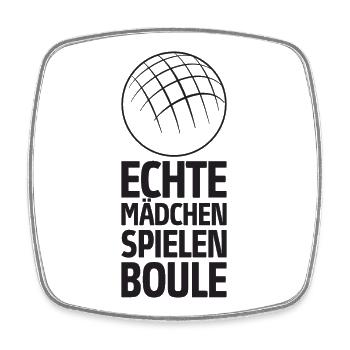 Echte Mädchen spielen Boule Bouler Boccia Spiel - Viereckiger Kühlschrankmagnet - Weiß - Vorne