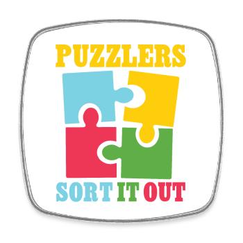 Puzzlers sort it out - Viereckiger Kühlschrankmagnet - Weiß - Vorne