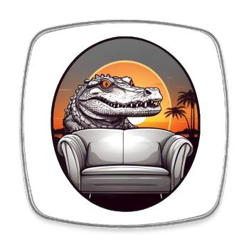 Alligator - Viereckiger Kühlschrankmagnet - Weiß - Vorne