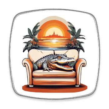 Alligator on sofa - Square fridge magnet - white - Front