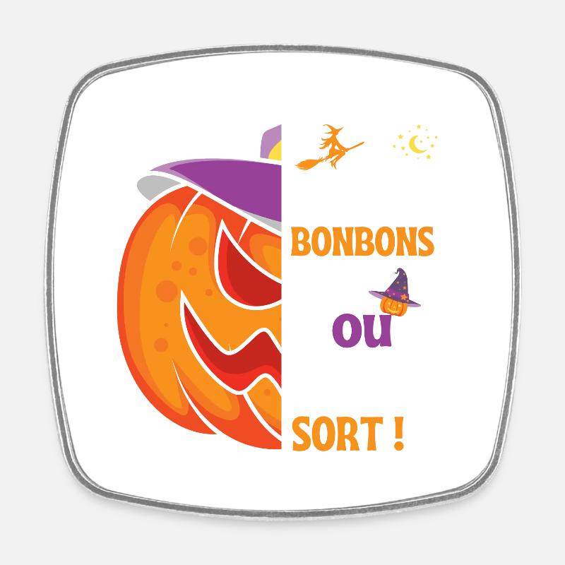 Des bonbons ou un sort ! Beau design d'Halloween - Magnet carré - blanc