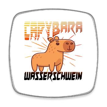 Capybara Wasserschwein - Viereckiger Kühlschrankmagnet - Weiß - Vorne