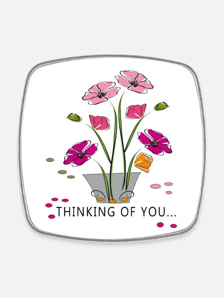 thinking of You Bouquet - Square fridge magnet - white