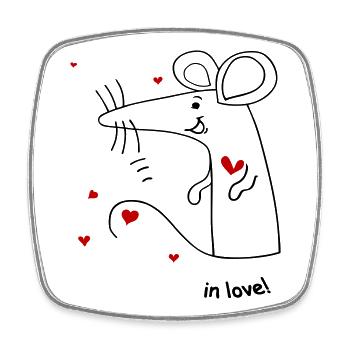 Maus amoureux - Magnet carré - blanc - Devant