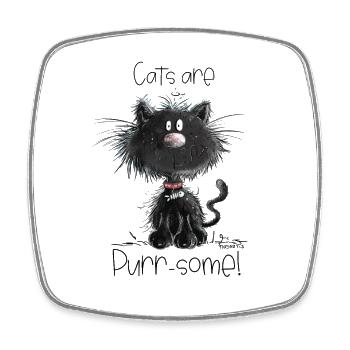 Droll chat noir avec des chats disant - Magnet carré - blanc - Devant