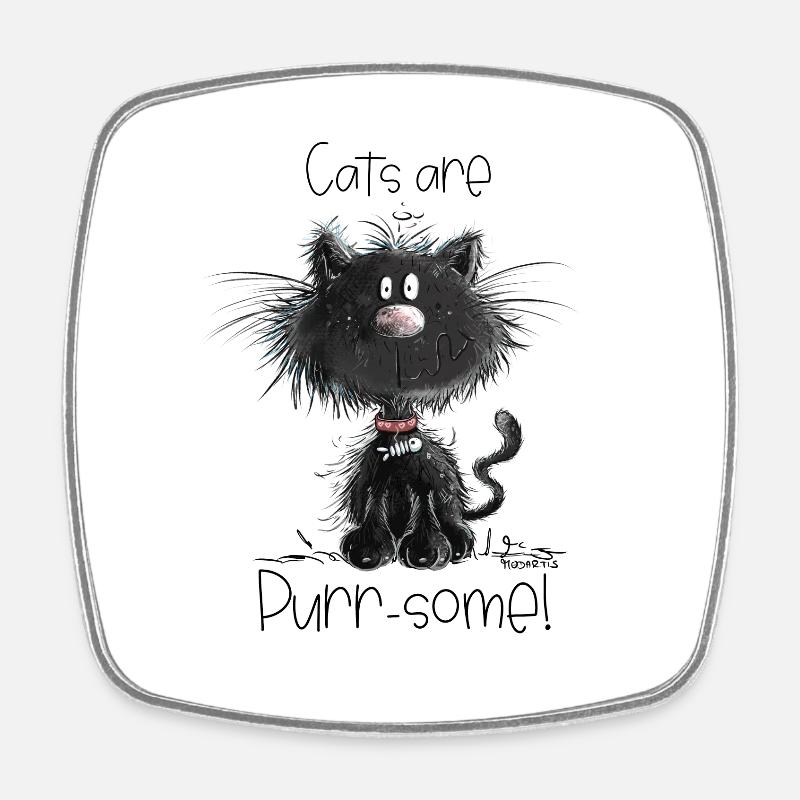 Droll chat noir avec des chats disant - Magnet carré - blanc