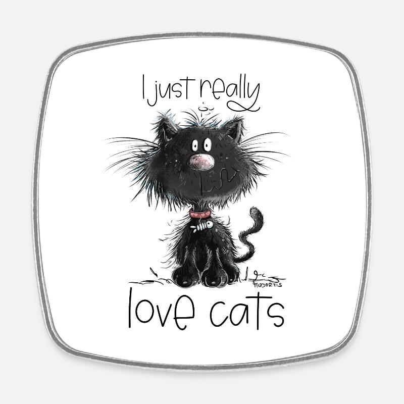 Drollige Schwarze Katze Mit Katzen Spruch - Viereckiger Kühlschrankmagnet - Weiß