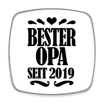 Bester Opa seit 2019 - Opa Geschenkidee - Viereckiger Kühlschrankmagnet - Weiß - Vorne
