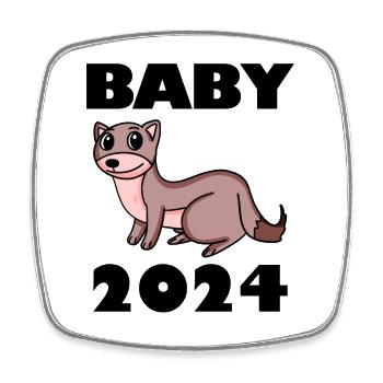 Baby 2024 - Geburt Schwanger 2024 Schwangerschaft - Viereckiger Kühlschrankmagnet - Weiß - Vorne