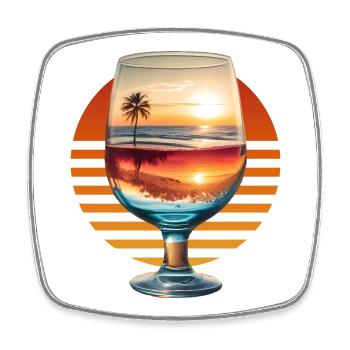 Wein und Strand - Viereckiger Kühlschrankmagnet - Weiß - Vorne
