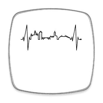 Mayence Skyline Heartbeat Fan Heart Love Mainzer - Magnet carré - blanc - Devant