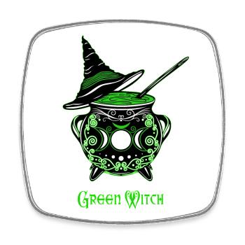 Hexenkessel Hexe Green Witch Kessel - Viereckiger Kühlschrankmagnet - Weiß - Vorne