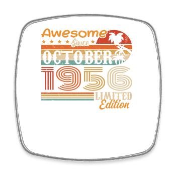 1956 October Vintage - October 1956 - Square fridge magnet - white - Front