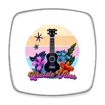 Ukulele Vibes Retro Tropic Circle - Square fridge magnet - white - Front