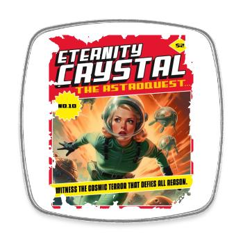 50s, 1950's Comic, Space Spaceship Cosmic - Square fridge magnet - white - Front