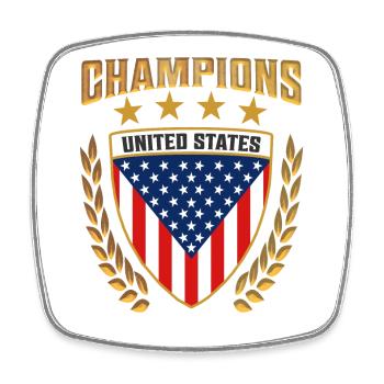 Titel: USA Champions Design Gear American Sports - Viereckiger Kühlschrankmagnet - Weiß - Vorne