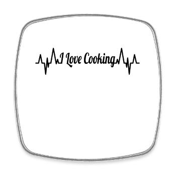 I love to cook pulse beat - Square fridge magnet - white - Front