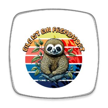 Retro Sloth auf Sonnenstreifen - Viereckiger Kühlschrankmagnet - Weiß - Vorne
