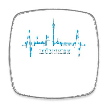 Munich Skyline Heartbeat Bavaria Fan Love Munich - Magnet carré - blanc - Devant
