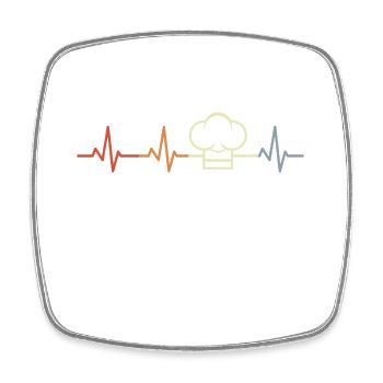 Retro Chef's Hat Heart Line - Square fridge magnet - white - Front