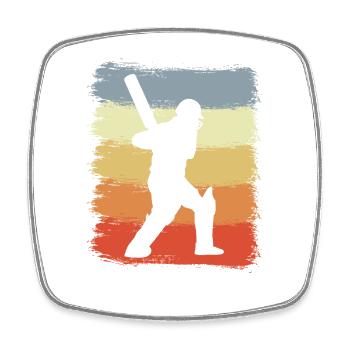 Vintage Cricket Batter - Viereckiger Kühlschrankmagnet - Weiß - Vorne