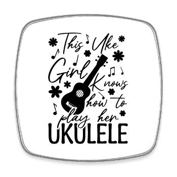 Ukulele Mädchen - Viereckiger Kühlschrankmagnet - Weiß - Vorne