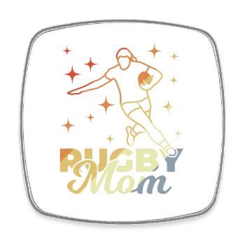 Maman Rugby - Magnet carré - blanc - Devant