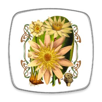 Vintage botanische Seerose, Lotusblüte - Viereckiger Kühlschrankmagnet - Weiß - Vorne
