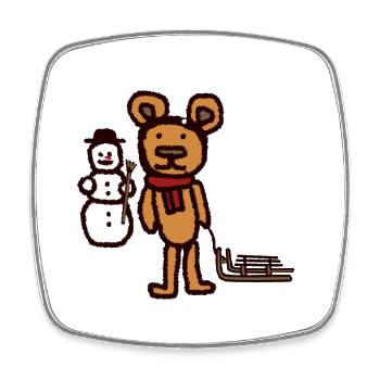 Teddybär Winterurlaub Schnee Schlitten Schneemann - Viereckiger Kühlschrankmagnet - Weiß - Vorne