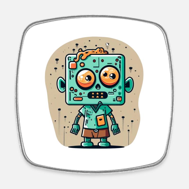 zombie mignon avec une tête carrée - Magnet carré - blanc
