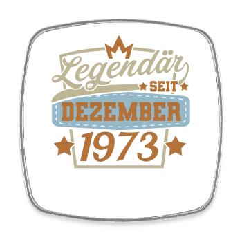 Legendär seit Dezember 1973 Retro - Viereckiger Kühlschrankmagnet - Weiß - Vorne