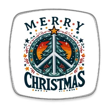Frieden Weihnachtsbaum Frohe Weihnachten - Viereckiger Kühlschrankmagnet - Weiß - Vorne