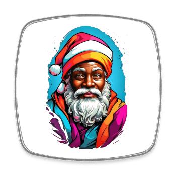 Festive Santa with colorful scarf - Square fridge magnet - white - Front