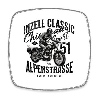 Inzell Classic – Motorrad Alpenstraße Design - Viereckiger Kühlschrankmagnet - Weiß - Vorne