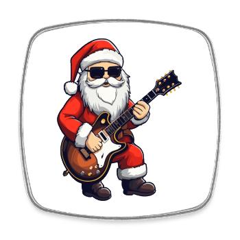 Weihnachtsmann Weihnachten Gitarre Heiligabend - Viereckiger Kühlschrankmagnet - Weiß - Vorne