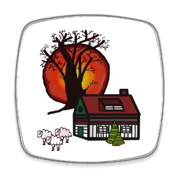 Baltic Sea North Sea Coast Village Nordic Village Country - Square fridge magnet - white - Front