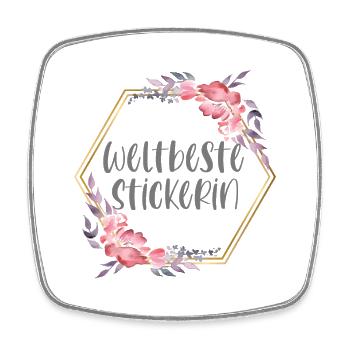 Stickerin Sticken Mädchen Geschenk - Viereckiger Kühlschrankmagnet - Weiß - Vorne
