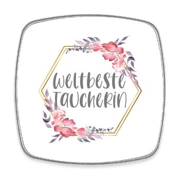 Taucherin Tauchen Wasser Geschenk - Viereckiger Kühlschrankmagnet - Weiß - Vorne