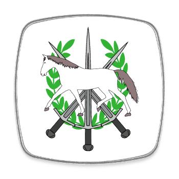 Lorbeerkranz Ritter Schwerter Held Pferd Held - Viereckiger Kühlschrankmagnet - Weiß - Vorne