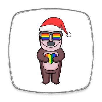 Sloth Christmas Rainbow Colorful - Square fridge magnet - white - Front